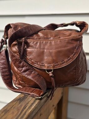 Bueno Brown Hobo Soft Vegan Leather Bag Festival Bohemian